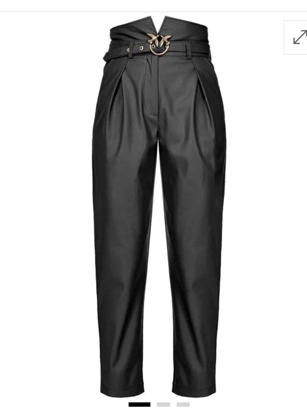 NWT Pinko Blk Aurelio Faux Leather Trousers Pants Paper Bag Waist Matching Belt